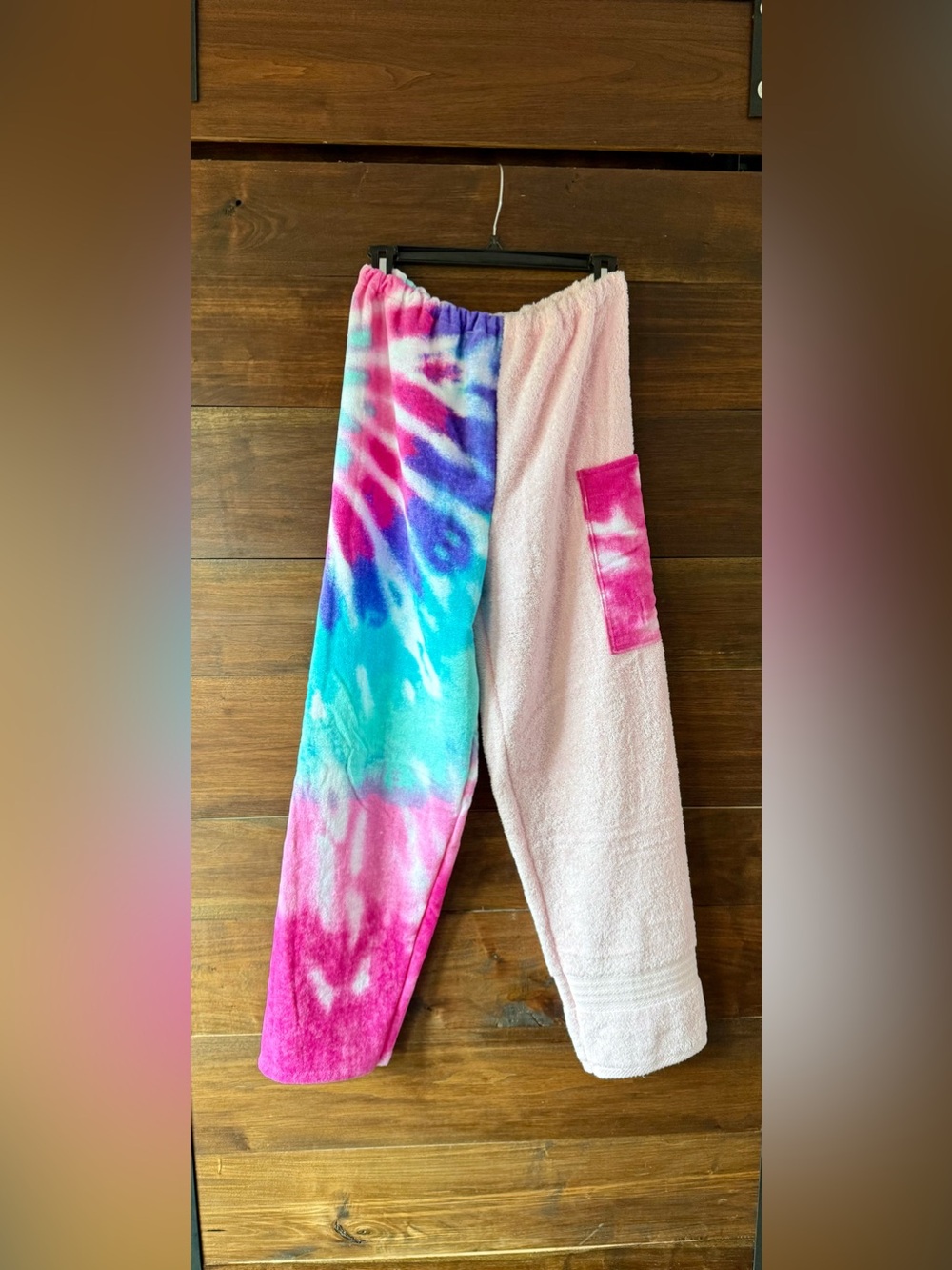 Towel pants tie dye and pink